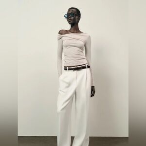 Zara Beige Marl Asymmetric Shirt size M